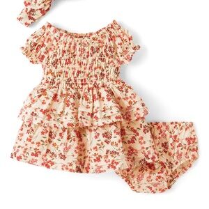Gymboree Floral Kids Matching Set - Red and Cream